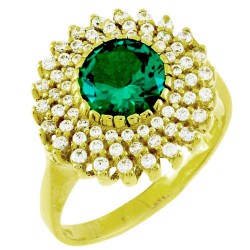 Χρυσό δαχτυλίδι ροζέτα Κ14 με ζιργκόν